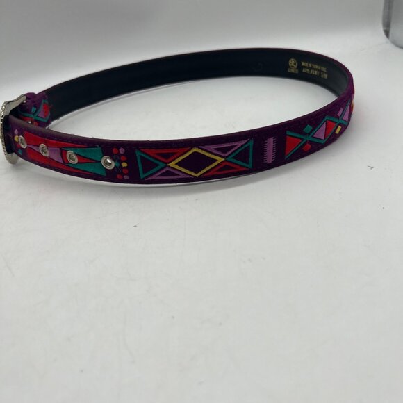 Purple Aztec 60s Style Belt Size Small - Medium 34" Purple Hippy Colorful Comeco - Picture 3 of 10